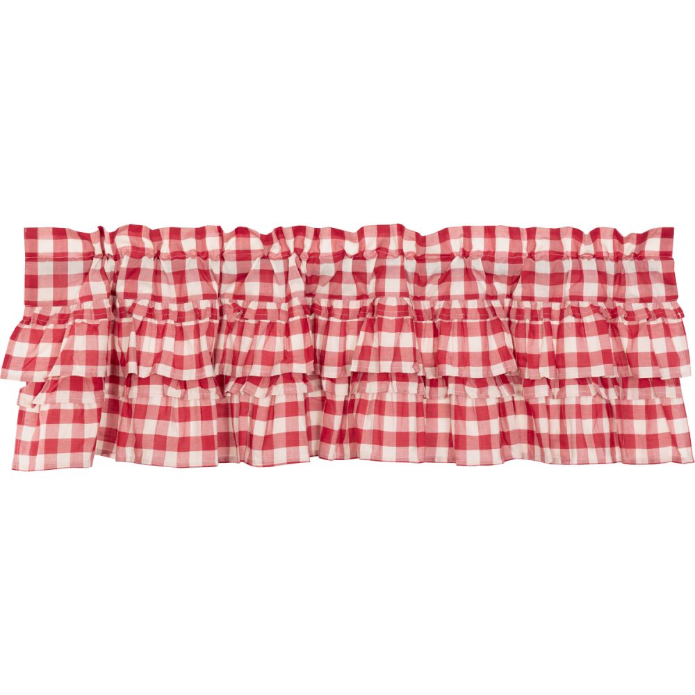 Annie Buffalo Red Check Ruffled Valance 16x60