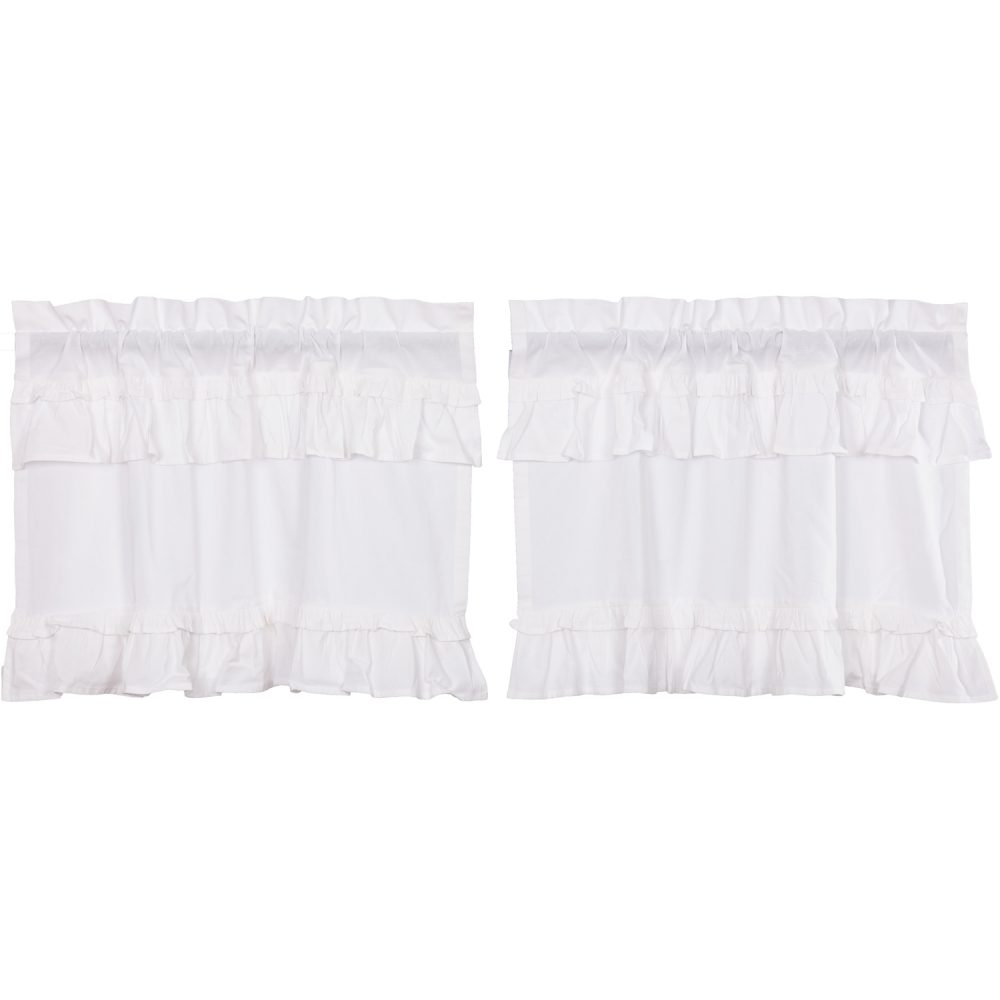 Muslin Ruffled Bleached White Tier Set of 2 L24xW36