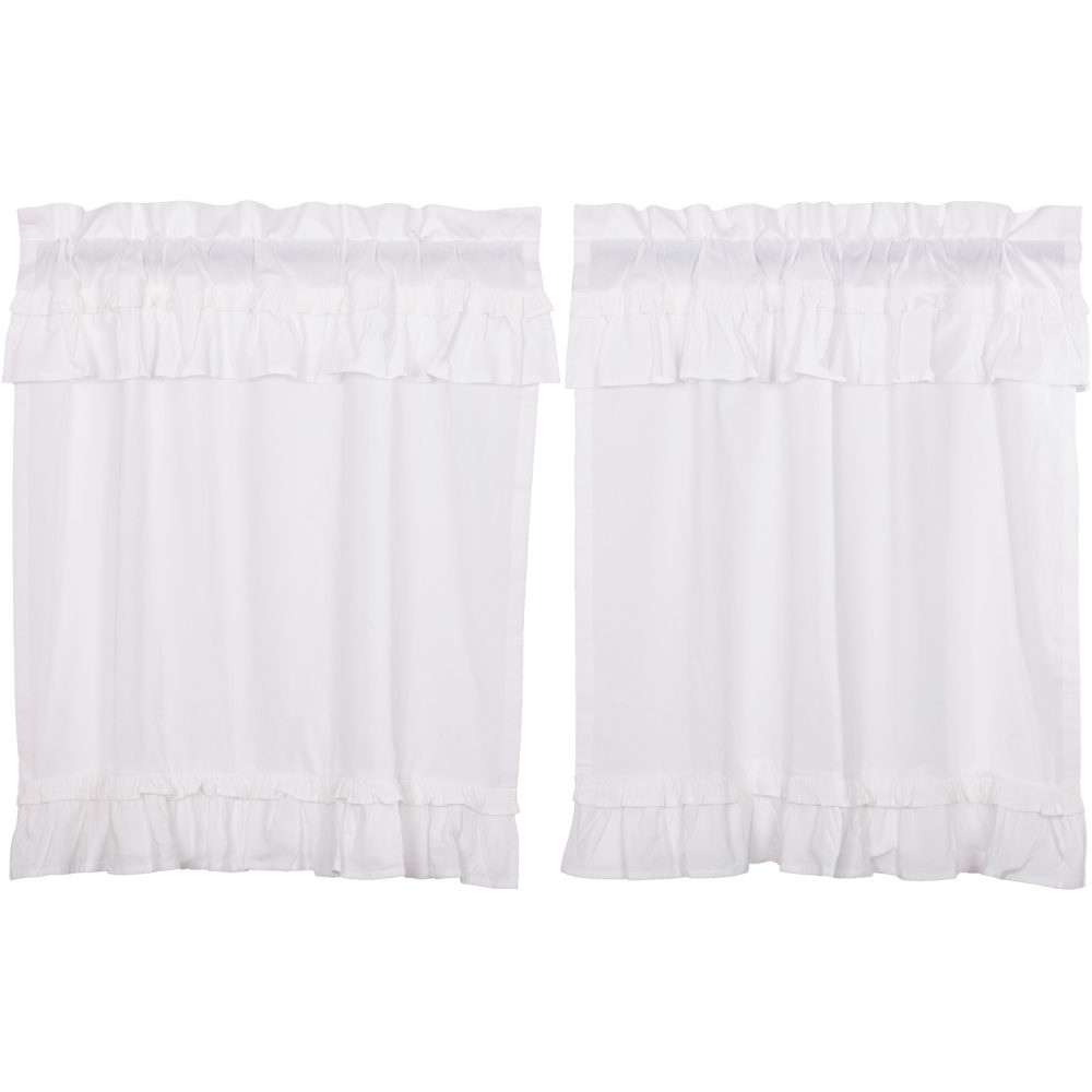 Muslin Ruffled Bleached White Tier Set of 2 L36xW36