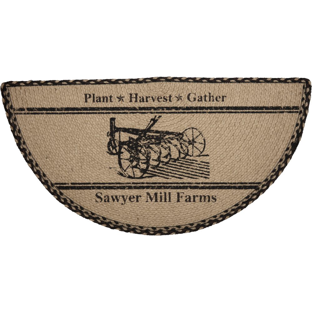 Sawyer Mill Charcoal Plow Jute Half Circle Rug 16.5x33