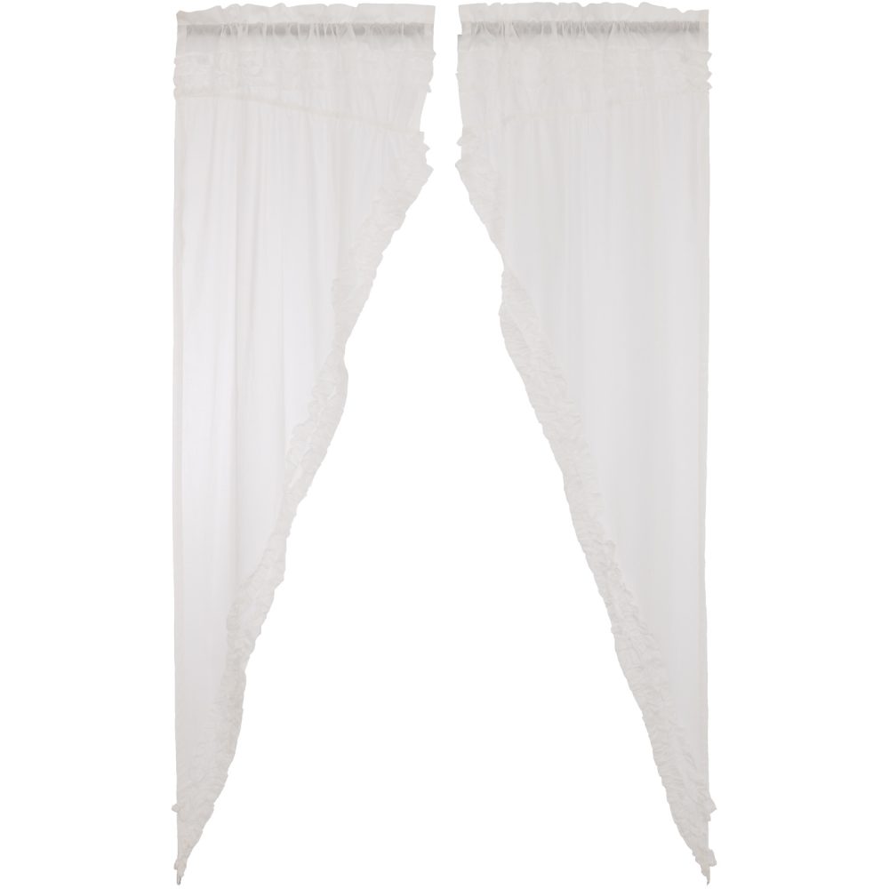 White Ruffled Sheer Petticoat Prairie Long Panel Set of 2 84x36x18