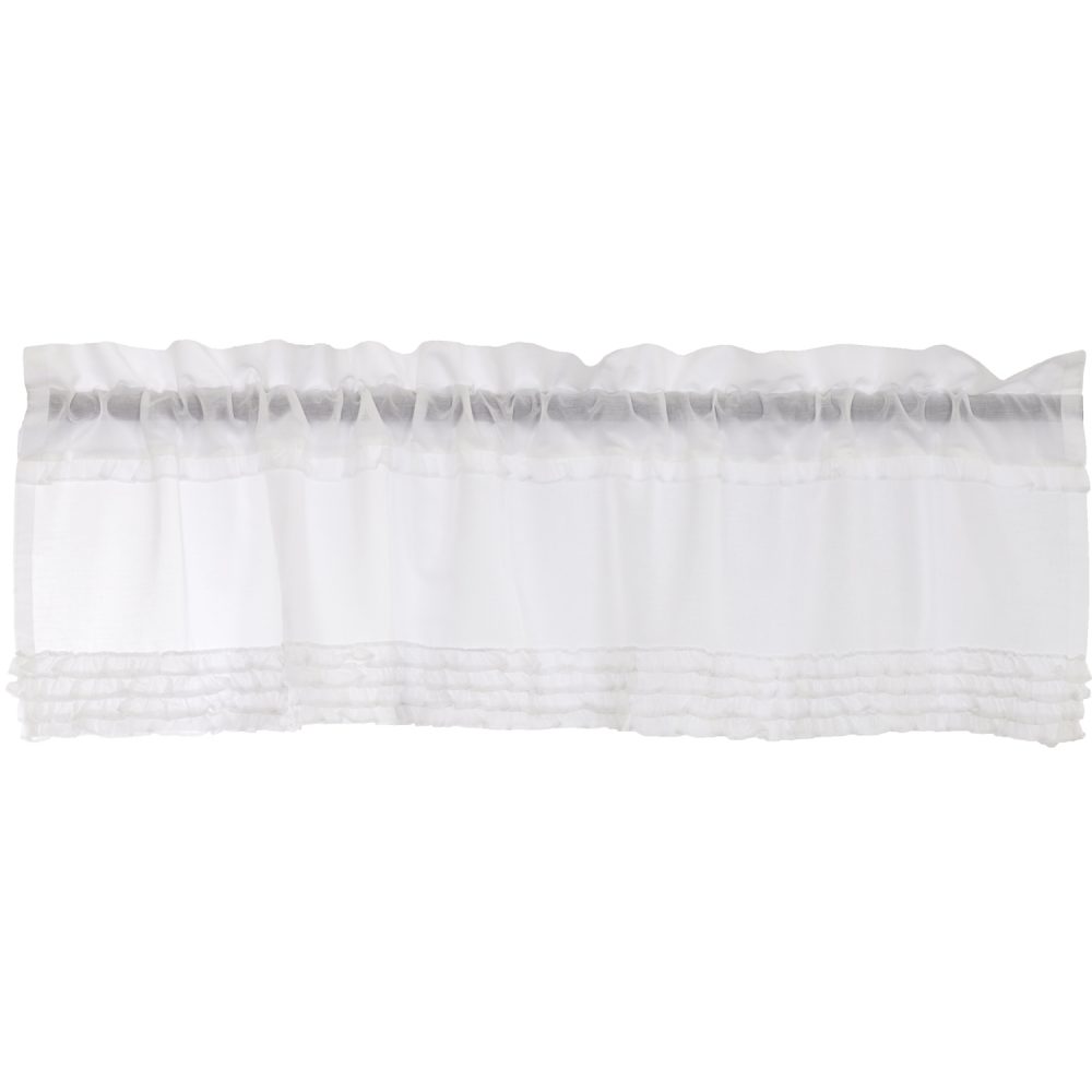 White Ruffled Sheer Valance 16x60