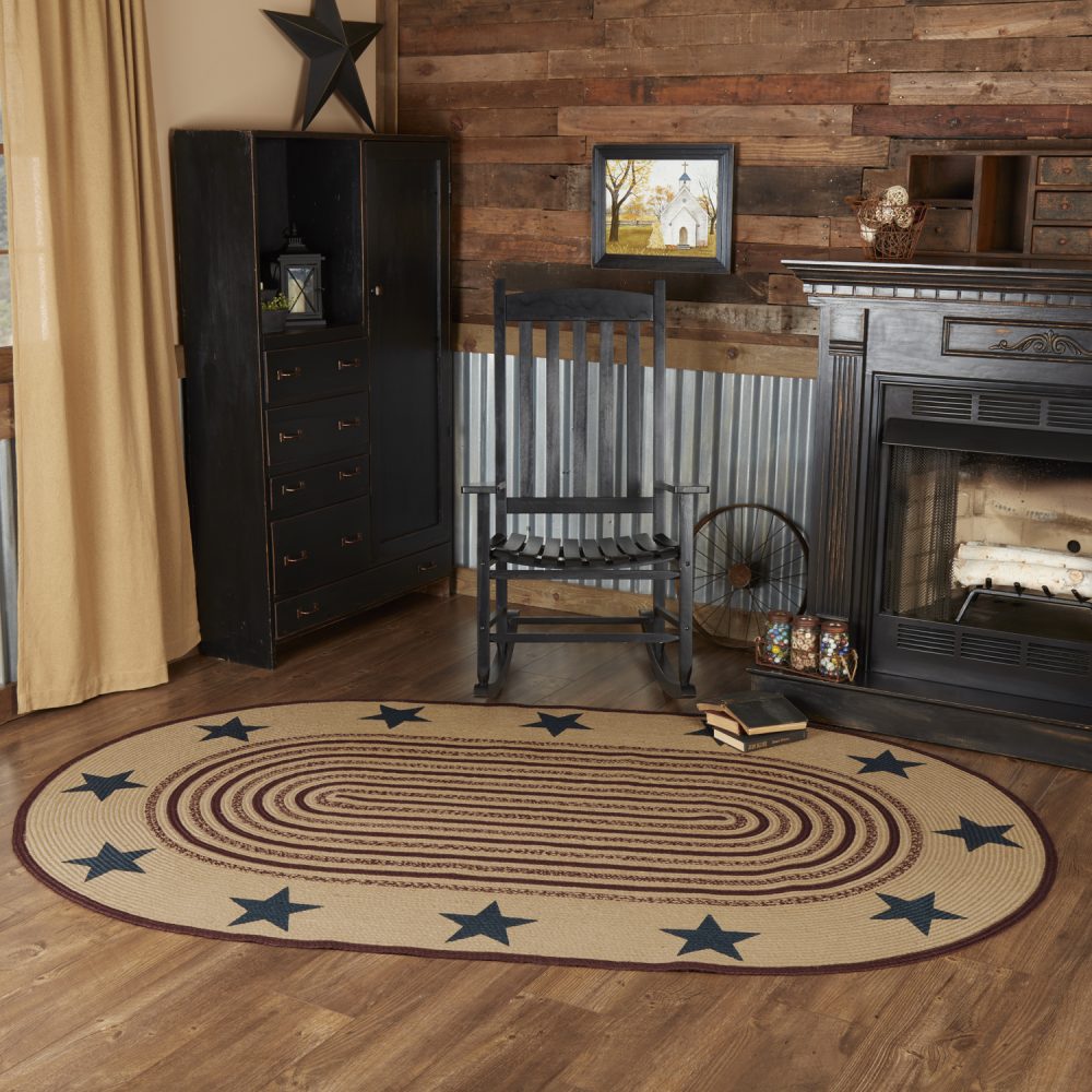 Potomac Jute Rug Oval Stencil Stars w/ Pad 60x96