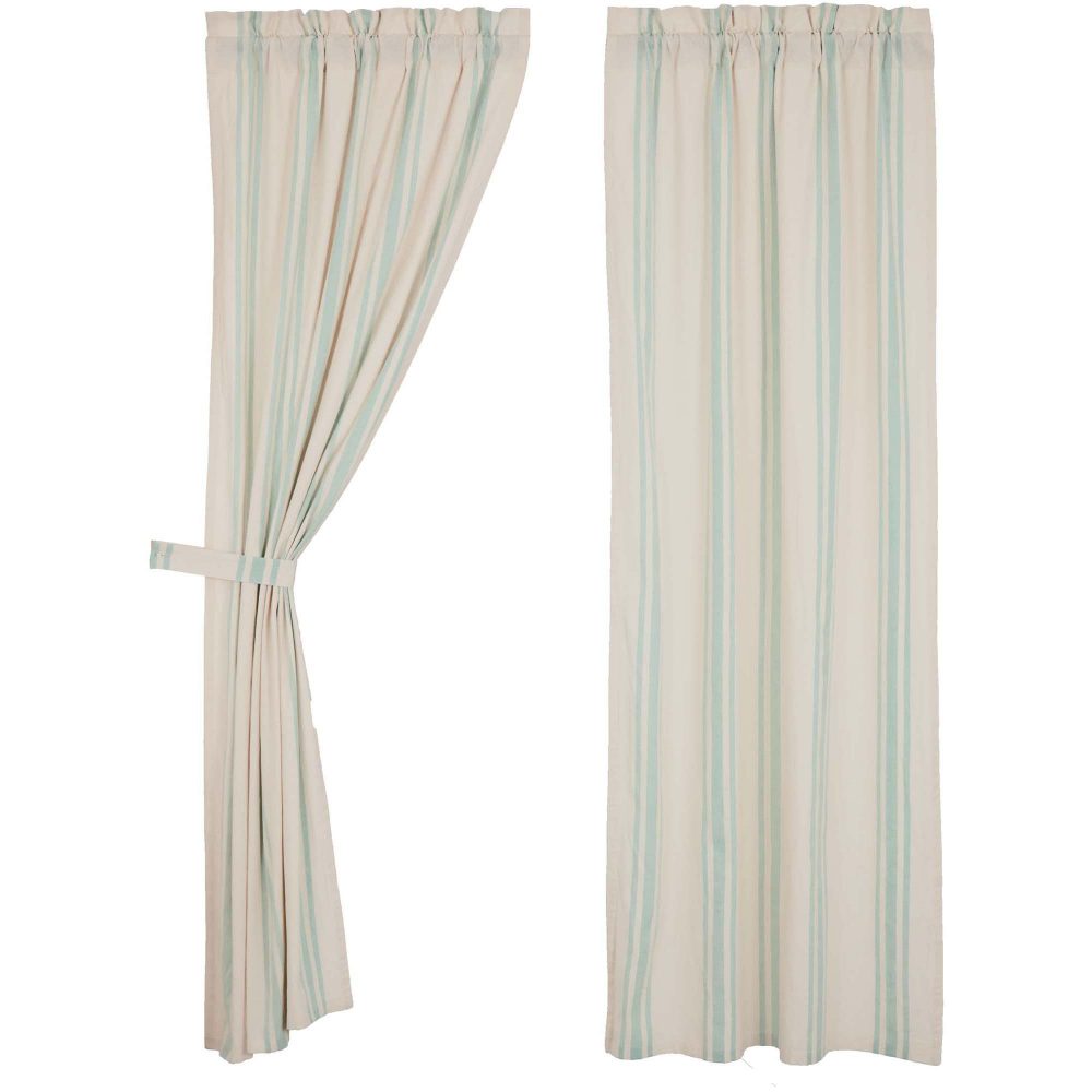 Grain Sack Aqua Panel Set of 2 84x40