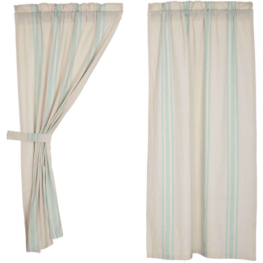 Grain Sack Aqua Short Panel Set of 2 63x36