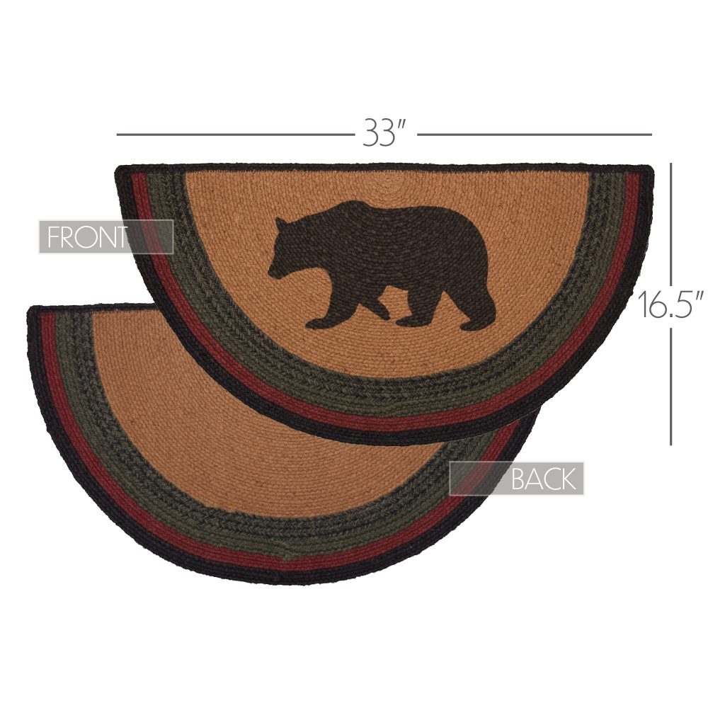 Wyatt Stenciled Bear Jute Rug Half Circle 16.5x33