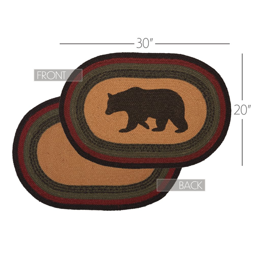 Wyatt Stenciled Bear Jute Rug Oval 20x30