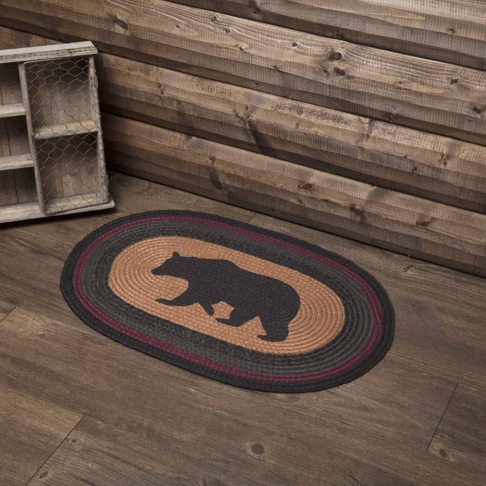 Wyatt Stenciled Bear Jute Rug Oval 20x30