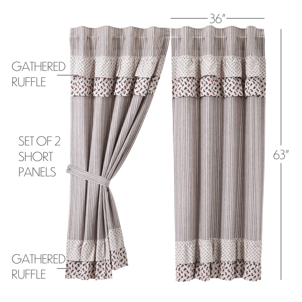 Florette Ruffled Short Panel Set of 2 63x36