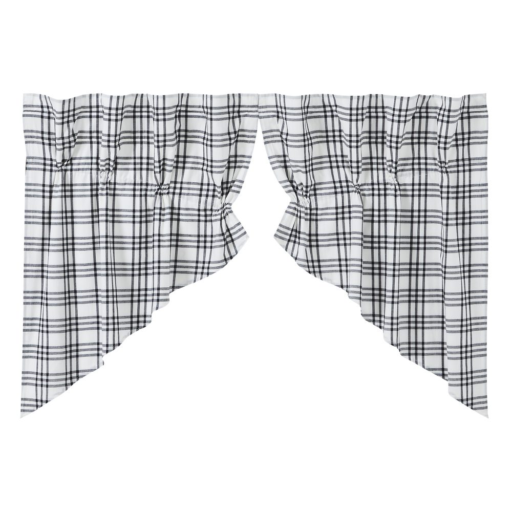 Sawyer Mill Black Plaid Prairie Swag Set of 2 36x36x18