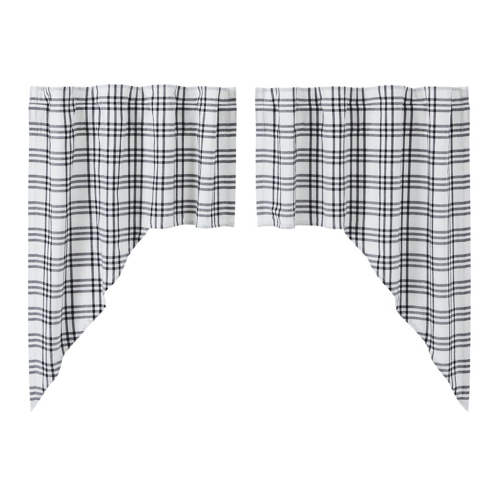 Sawyer Mill Black Plaid Swag Set of 2 36x36x16