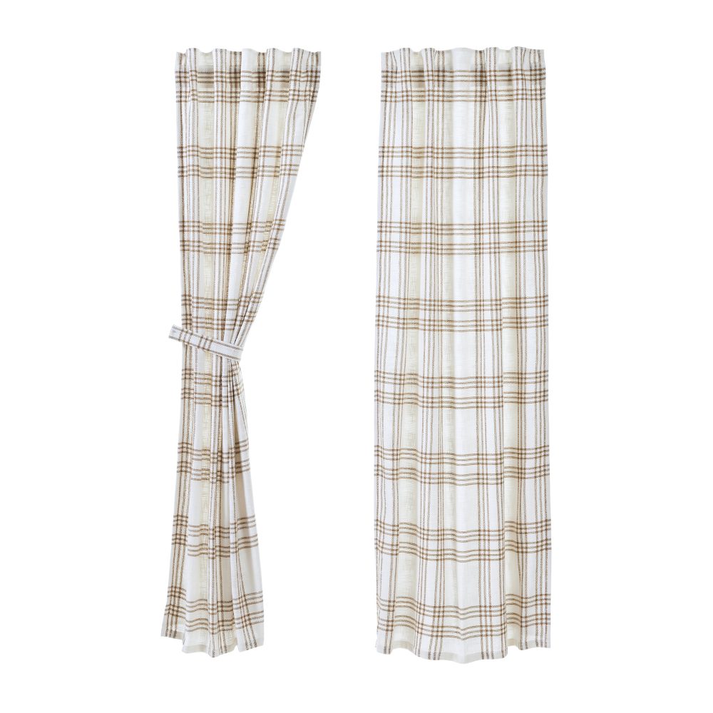 Wheat Plaid Panel Set of 2 84x40