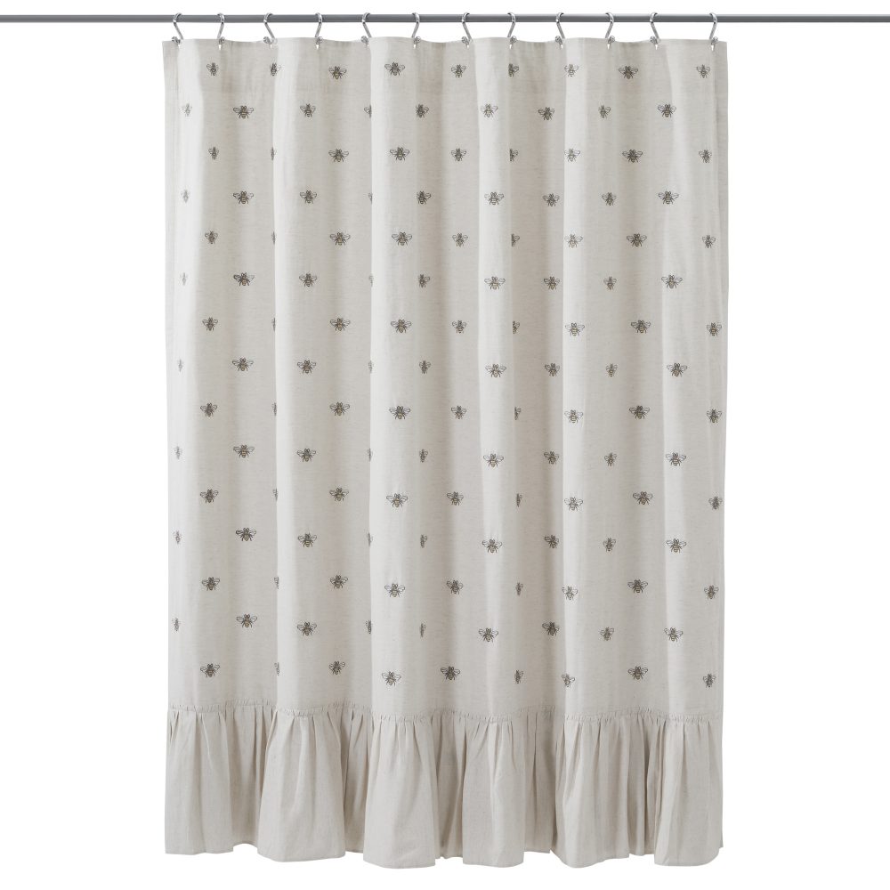 Embroidered Bee Shower Curtain 72x72
