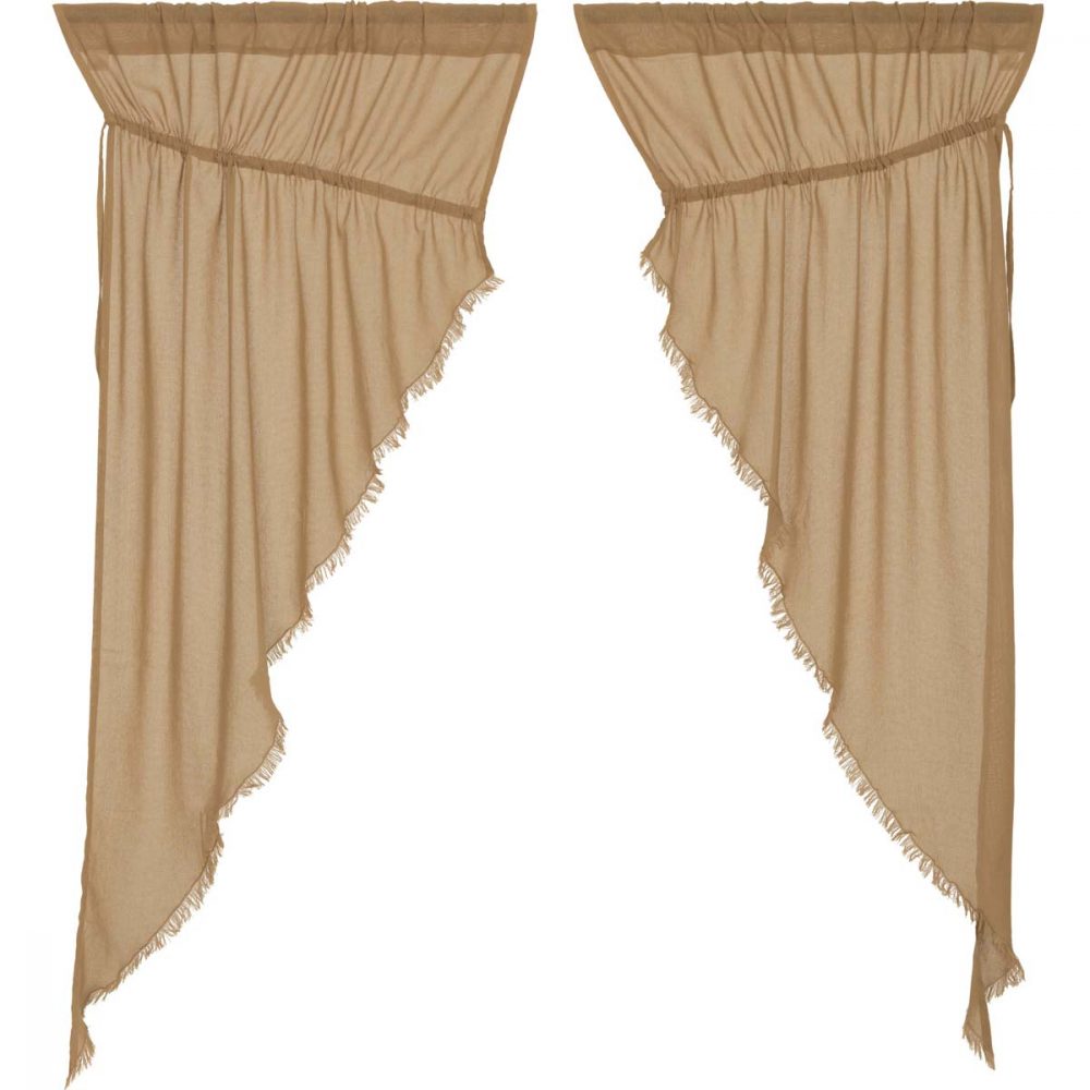 Tobacco Cloth Khaki Prairie Short Panel Fringed Set of 2 63x36x18