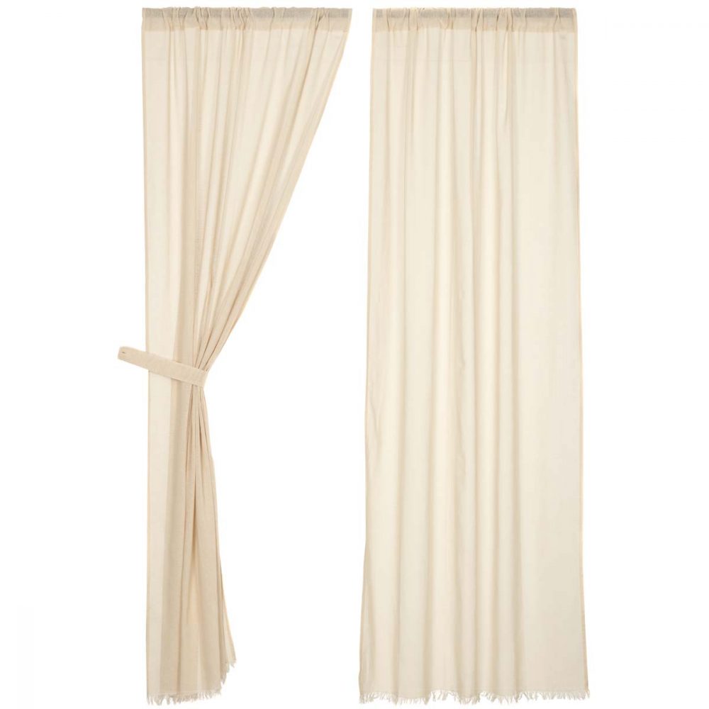 Tobacco Cloth Natural Panel Fringed Set of 2 84x40