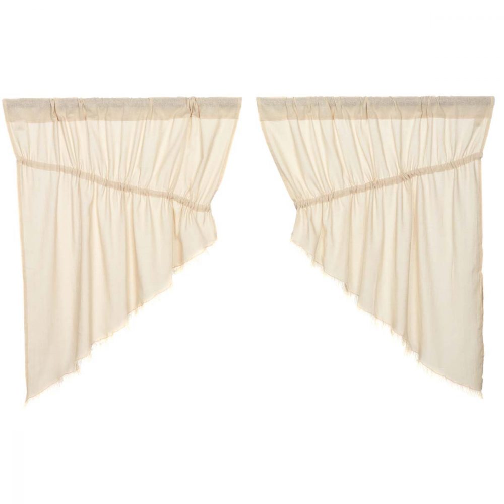 Tobacco Cloth Natural Prairie Swag Fringed Set of 2 36x36x18