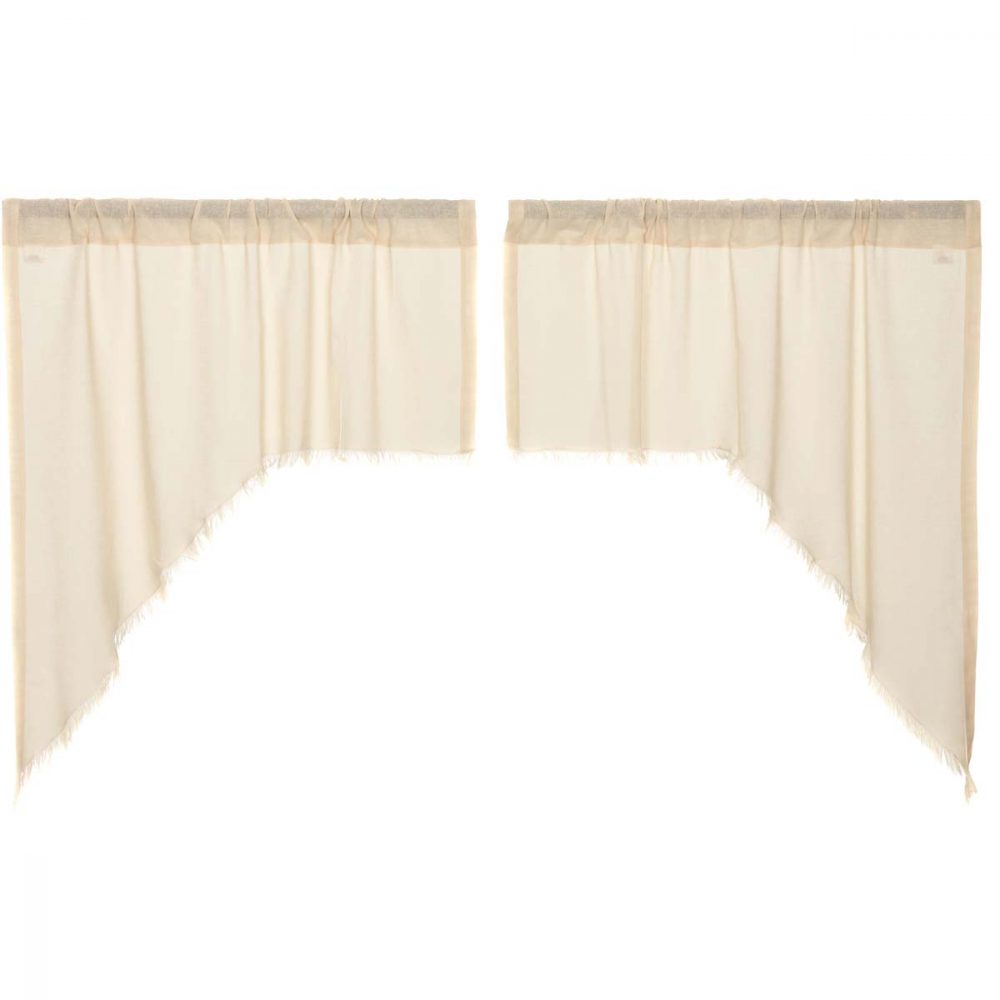 Tobacco Cloth Natural Swag Fringed Set of 2 36x36x16