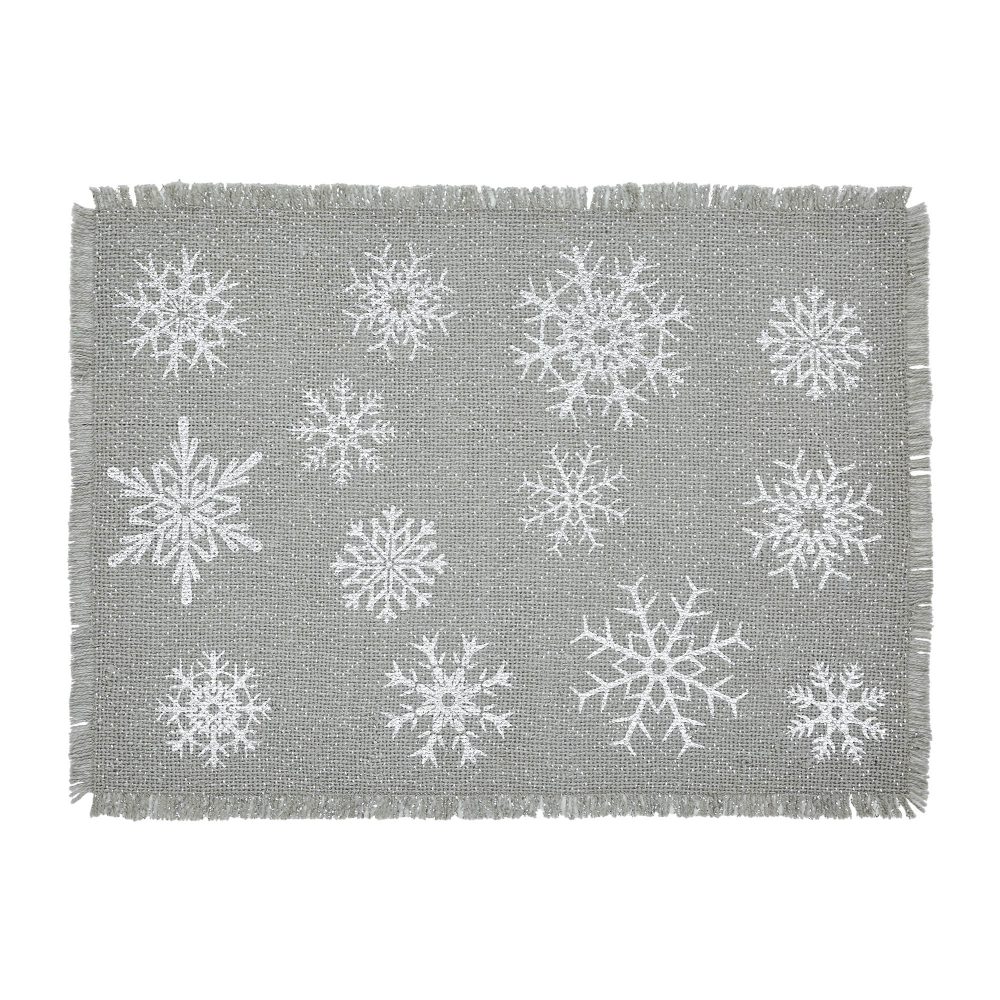 Yuletide Burlap Dove Grey Snowflake Placemat Set of 2 13x19