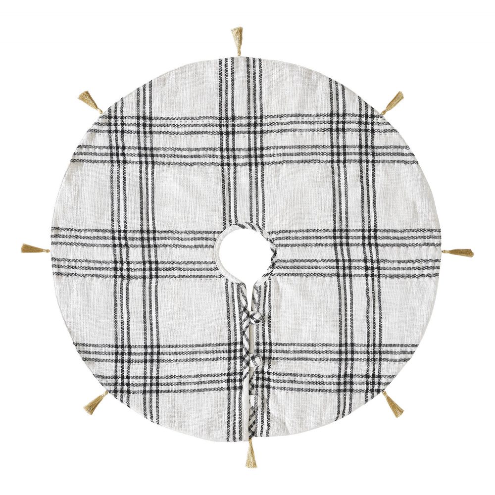 Wintergleam Black White Plaid Tree Skirt 36