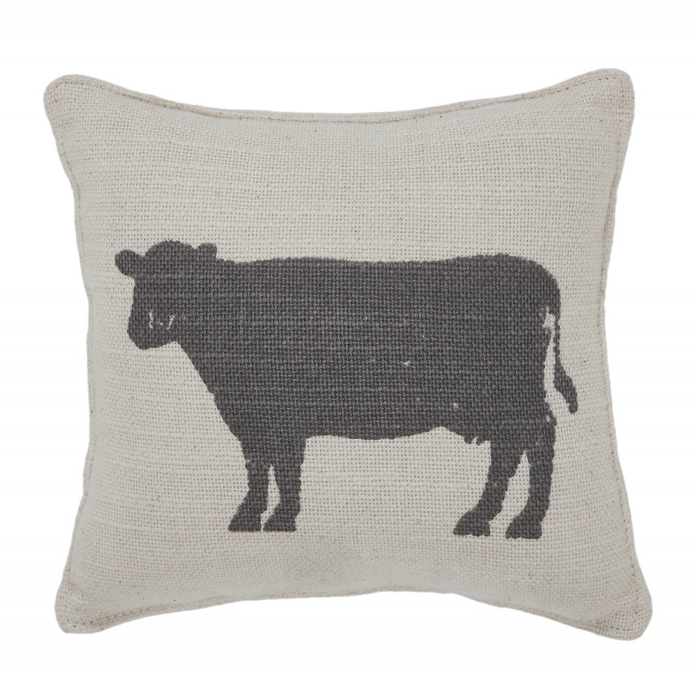 Finders Keepers Cow Silhouette Pillow 6x6