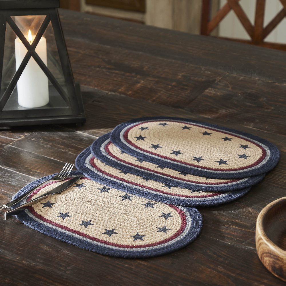 My Country Oval Placemat Stencil Stars Set of 4 10x15