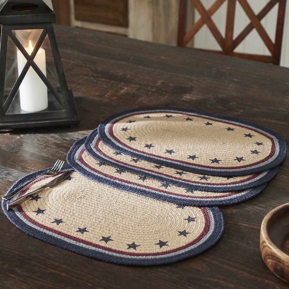 My Country Oval Placemat Stencil Stars Set of 4 13x19