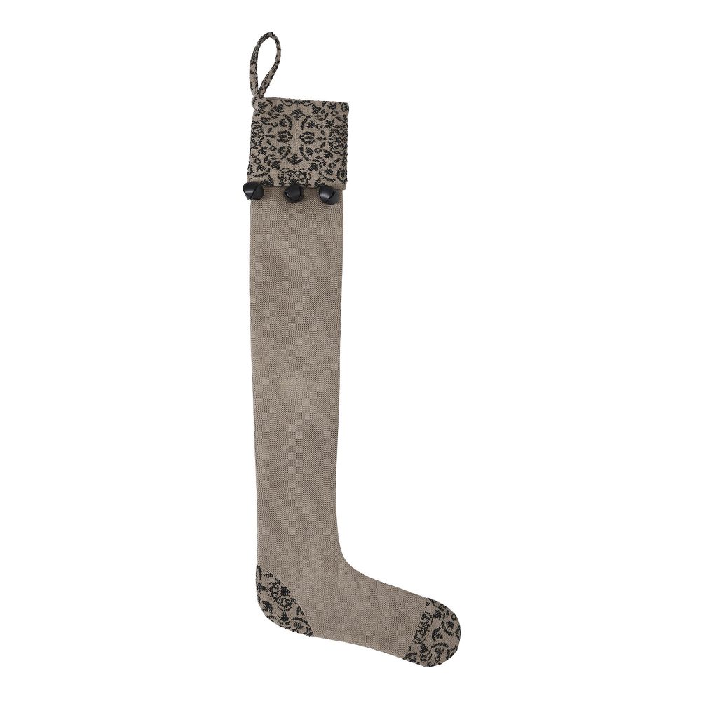 Custom House Black Tan Jacquard Prim Stocking 7x19