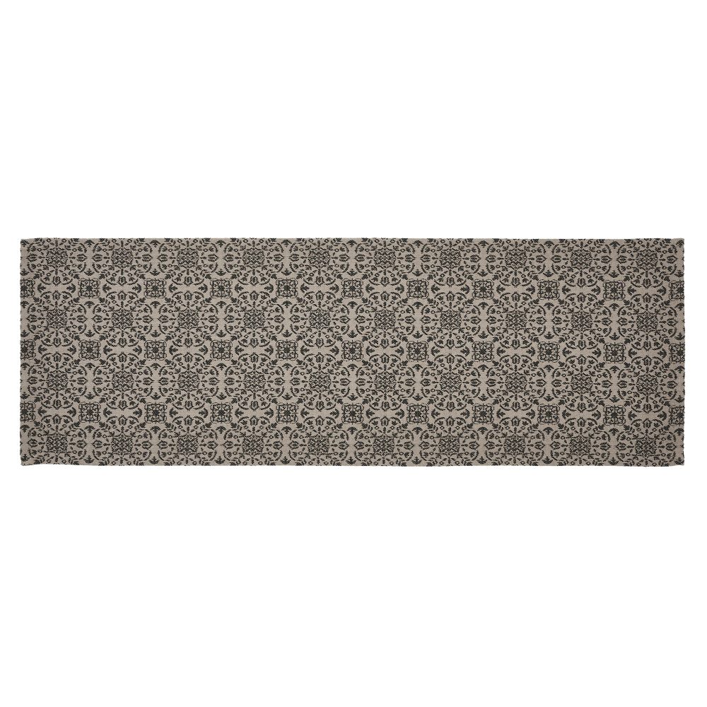 Custom House Black Tan Jacquard Runner 12x36