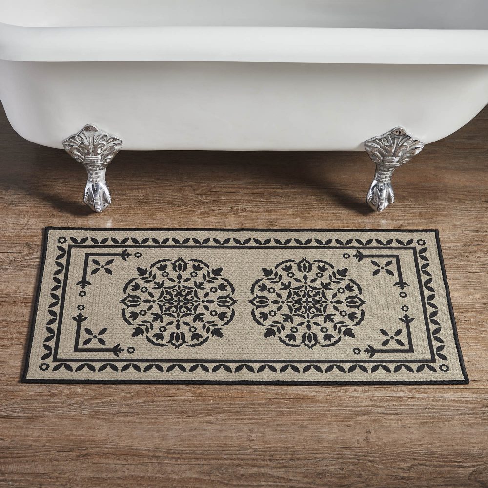 Custom House Black Tan Jacquard Polyester Bathmat 17x36