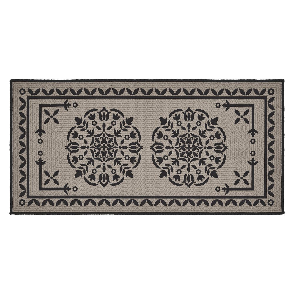 Custom House Black Tan Jacquard Polyester Bathmat 17x36