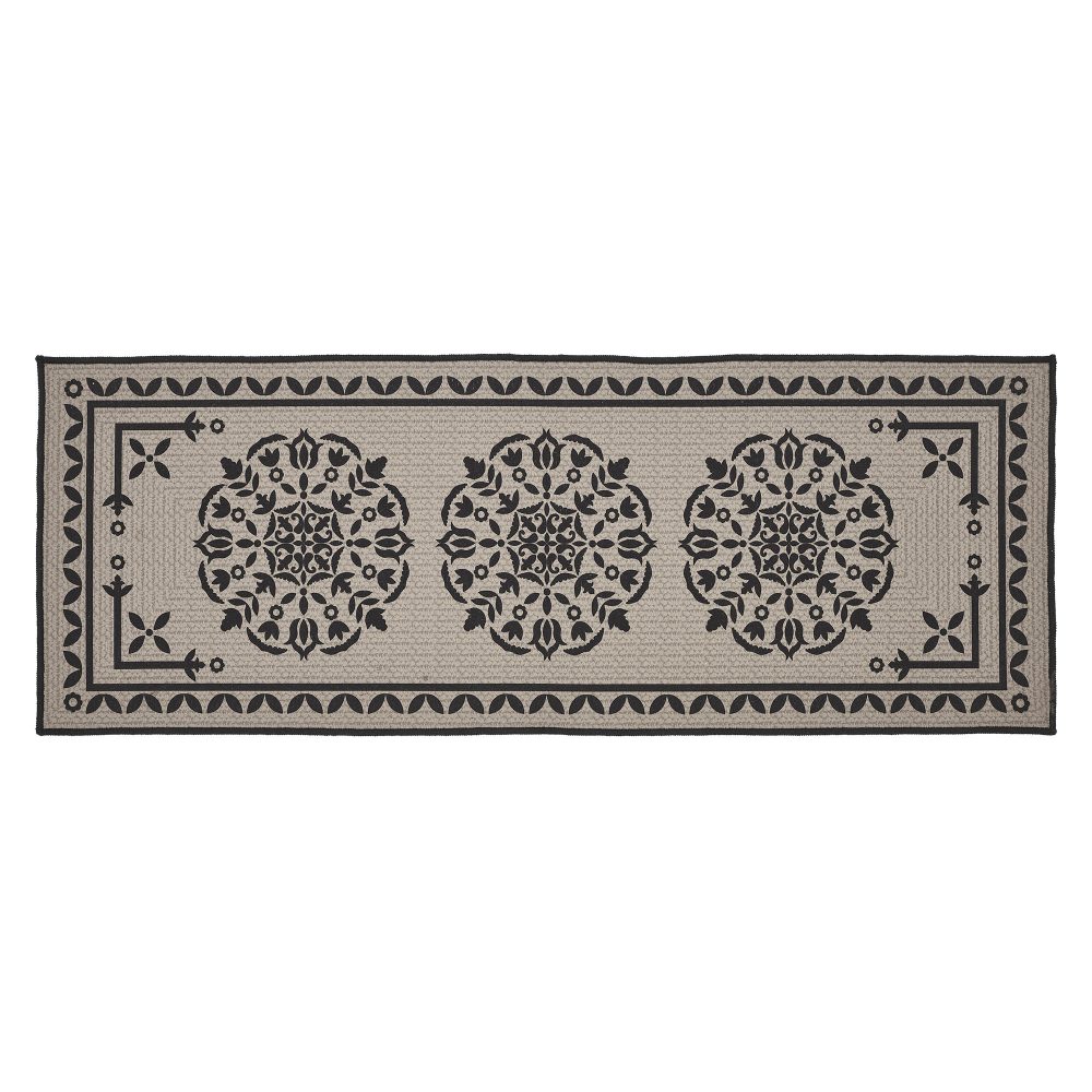 Custom House Black Tan Jacquard Polyester Bathmat 17x48