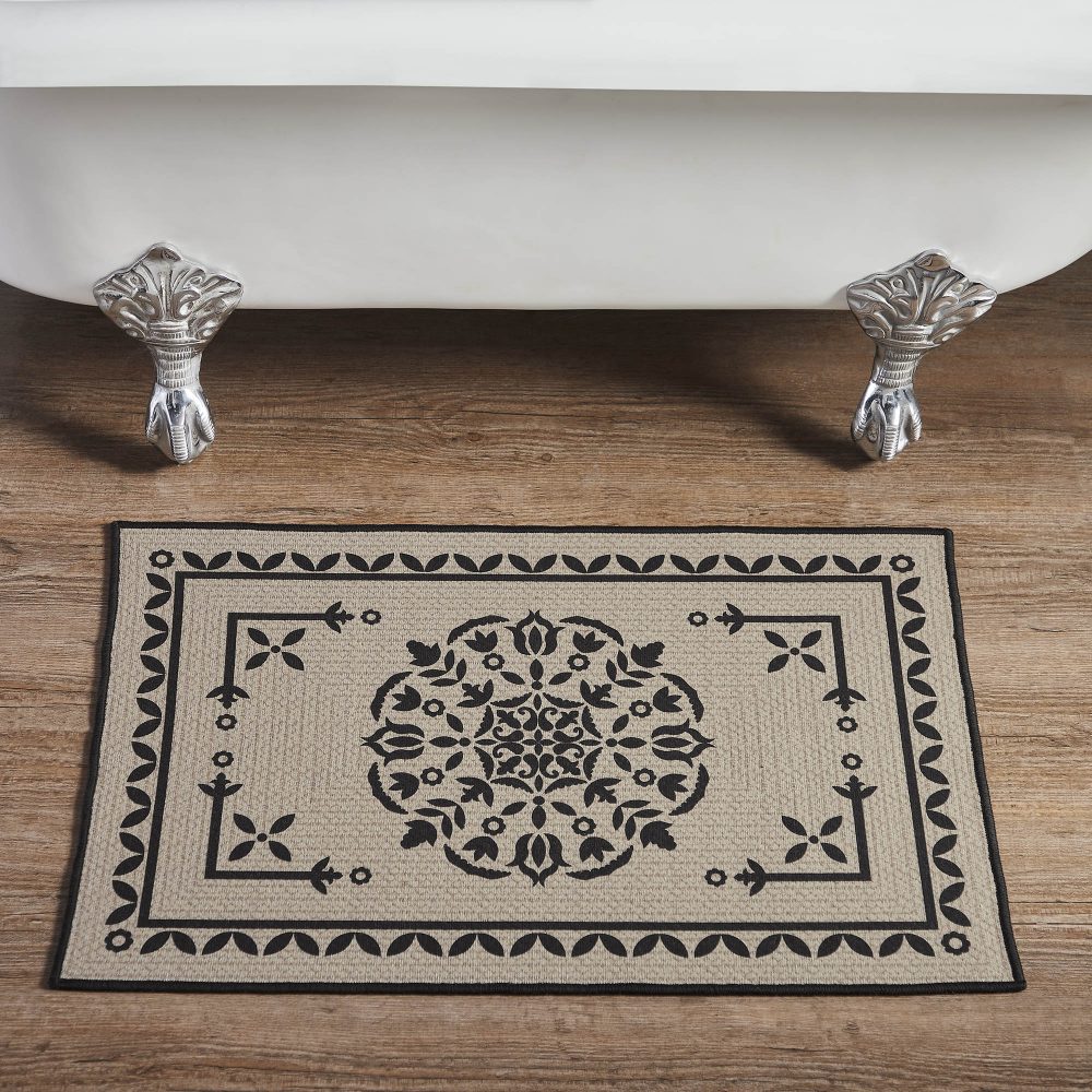 Custom House Black Tan Jacquard Polyester Bathmat 20x30