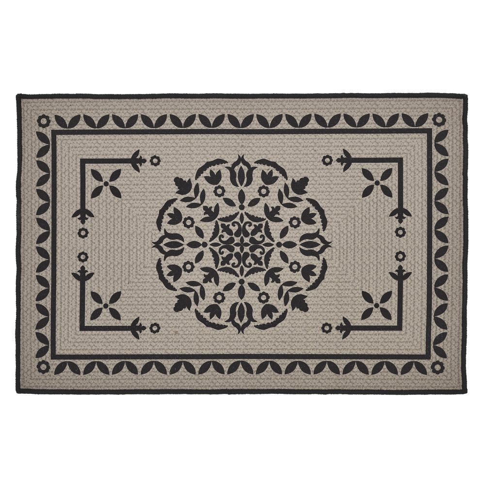 Custom House Black Tan Jacquard Polyester Bathmat 20x30