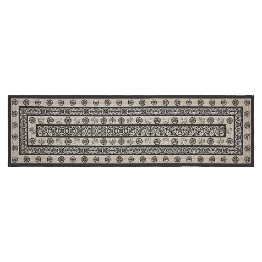 Custom House Black Tan Jacquard Polyester Rug/Runner Rect 22x78