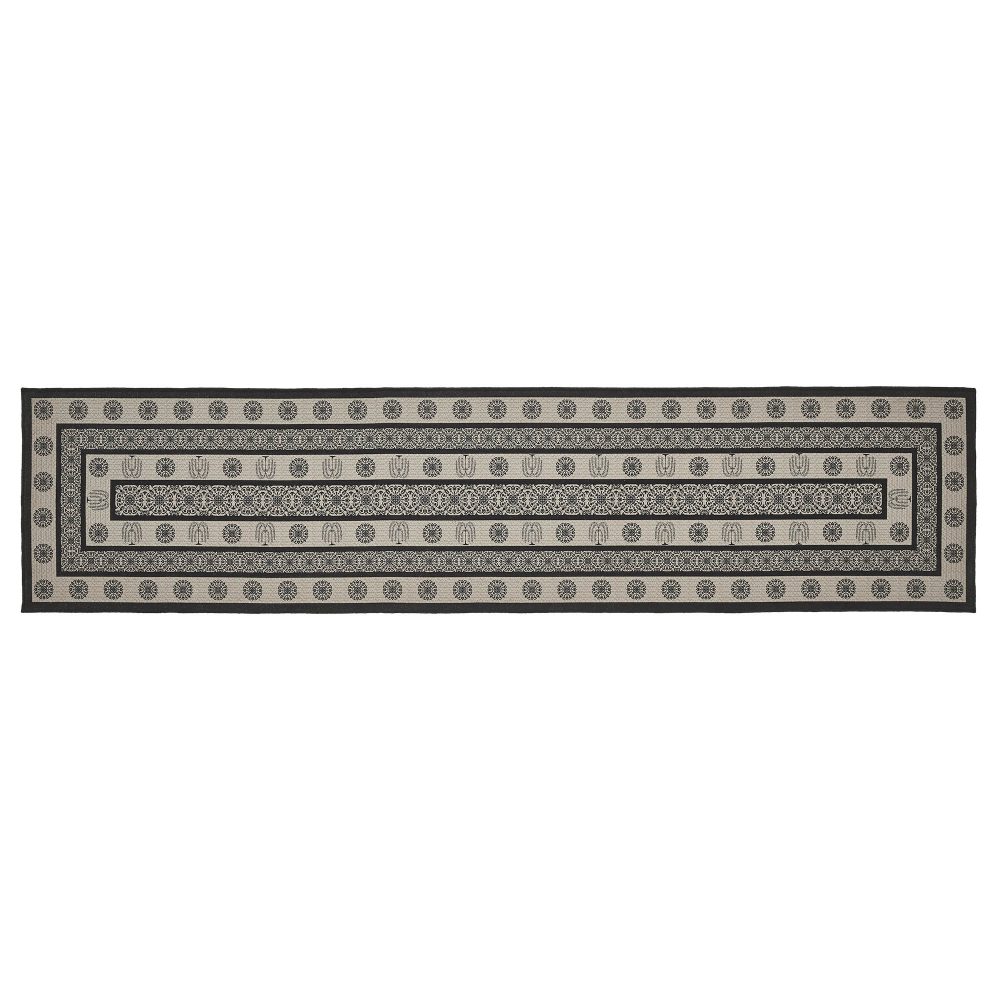 Custom House Black Tan Jacquard Polyester Rug/Runner Rect 22x96