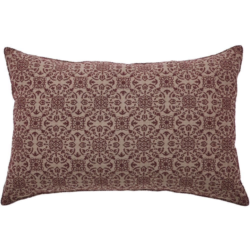 Custom House Burgundy Tan Jacquard Pillow 14x22