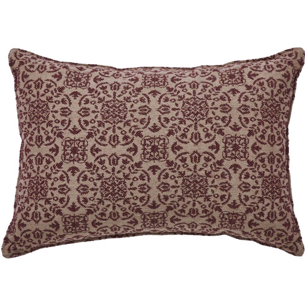 Custom House Burgundy Tan Jacquard Pillow 9.5x14