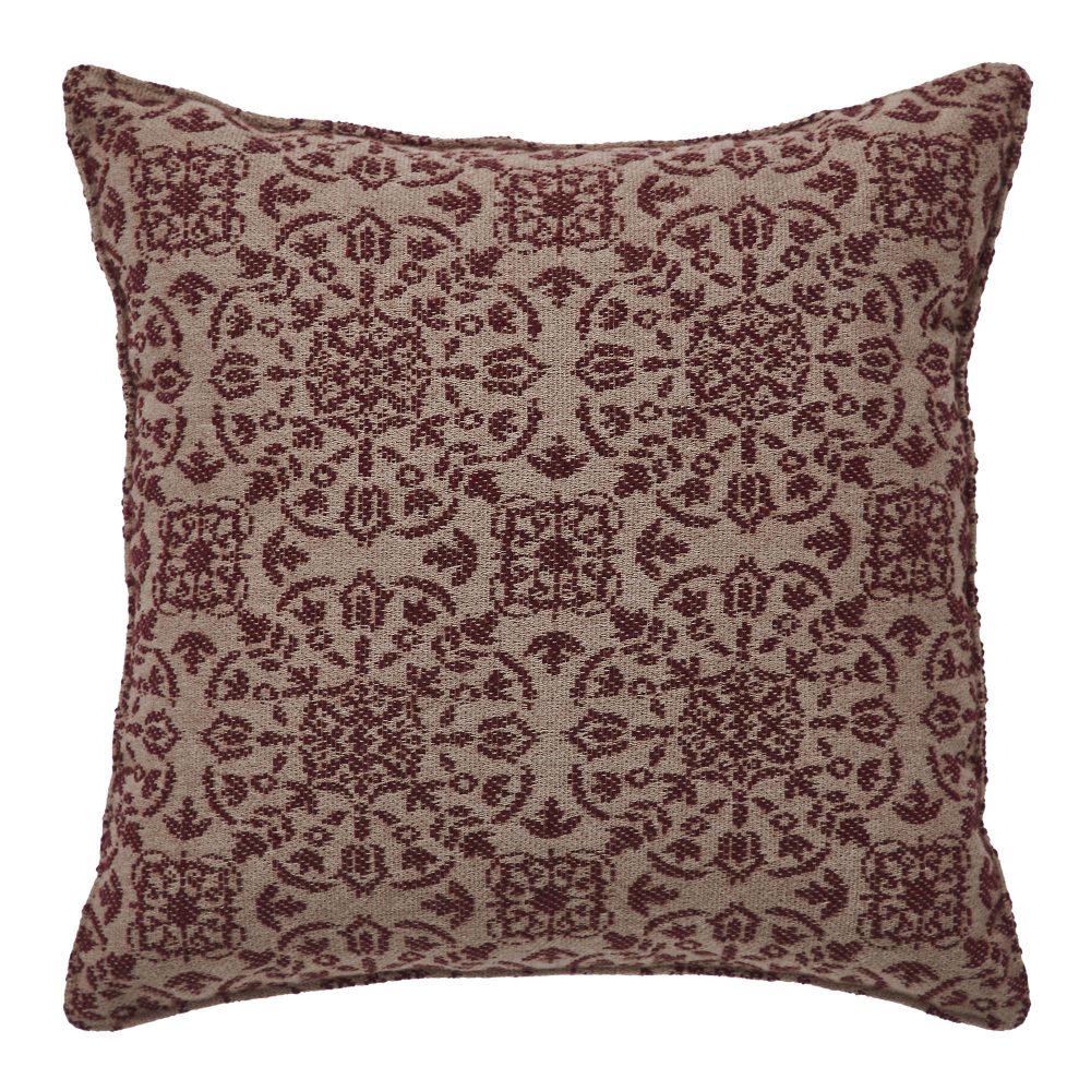 Custom House Burgundy Tan Jacquard Pillow 9x9