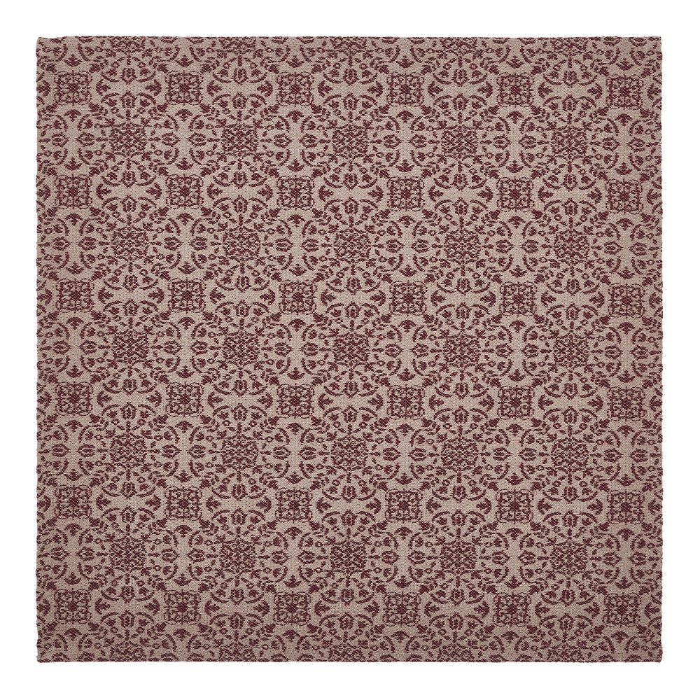 Custom House Burgundy Tan Jacquard Table Topper 20x20