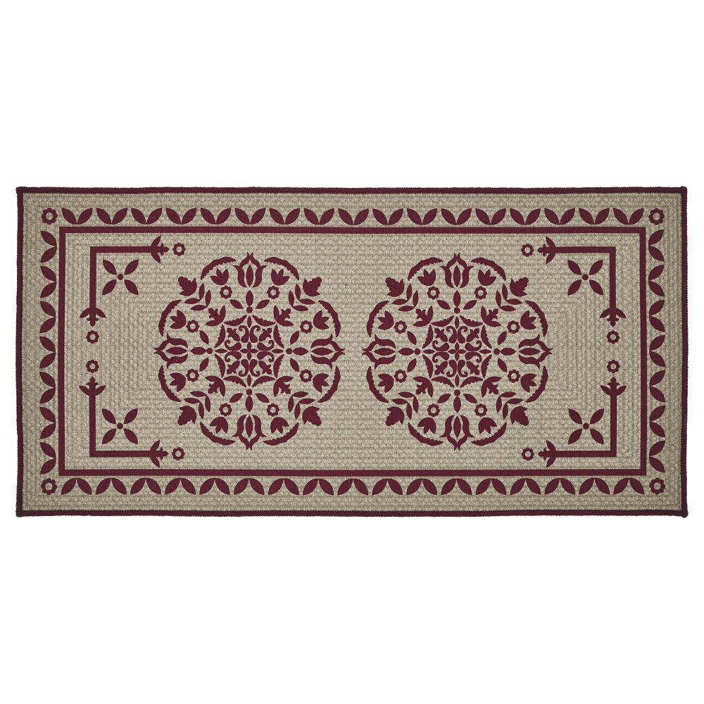 Custom House Burgundy Tan Jacquard Polyester Bathmat 17x36