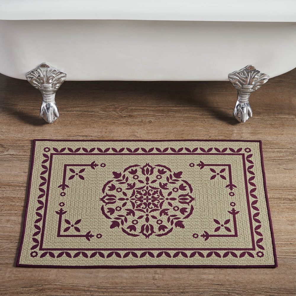 Custom House Burgundy Tan Jacquard Polyester Bathmat 20x30