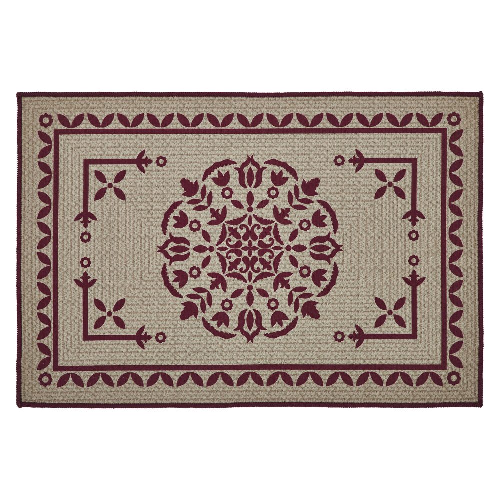 Custom House Burgundy Tan Jacquard Polyester Bathmat 20x30