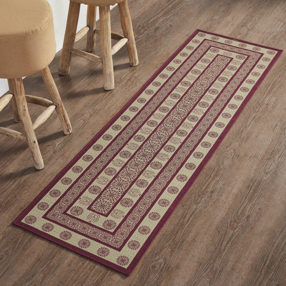 Custom House Burgundy Tan Jacquard Polyester Rug/Runner Rect 22x78