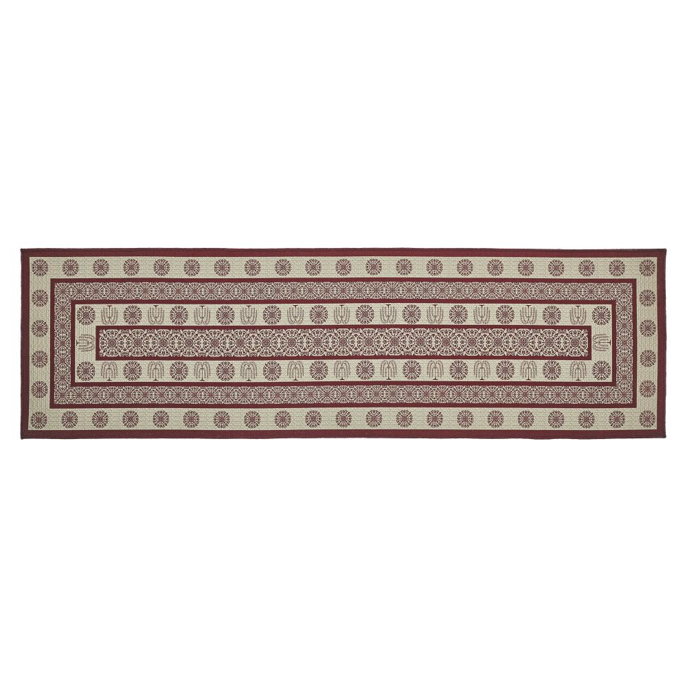 Custom House Burgundy Tan Jacquard Polyester Rug/Runner Rect 22x78