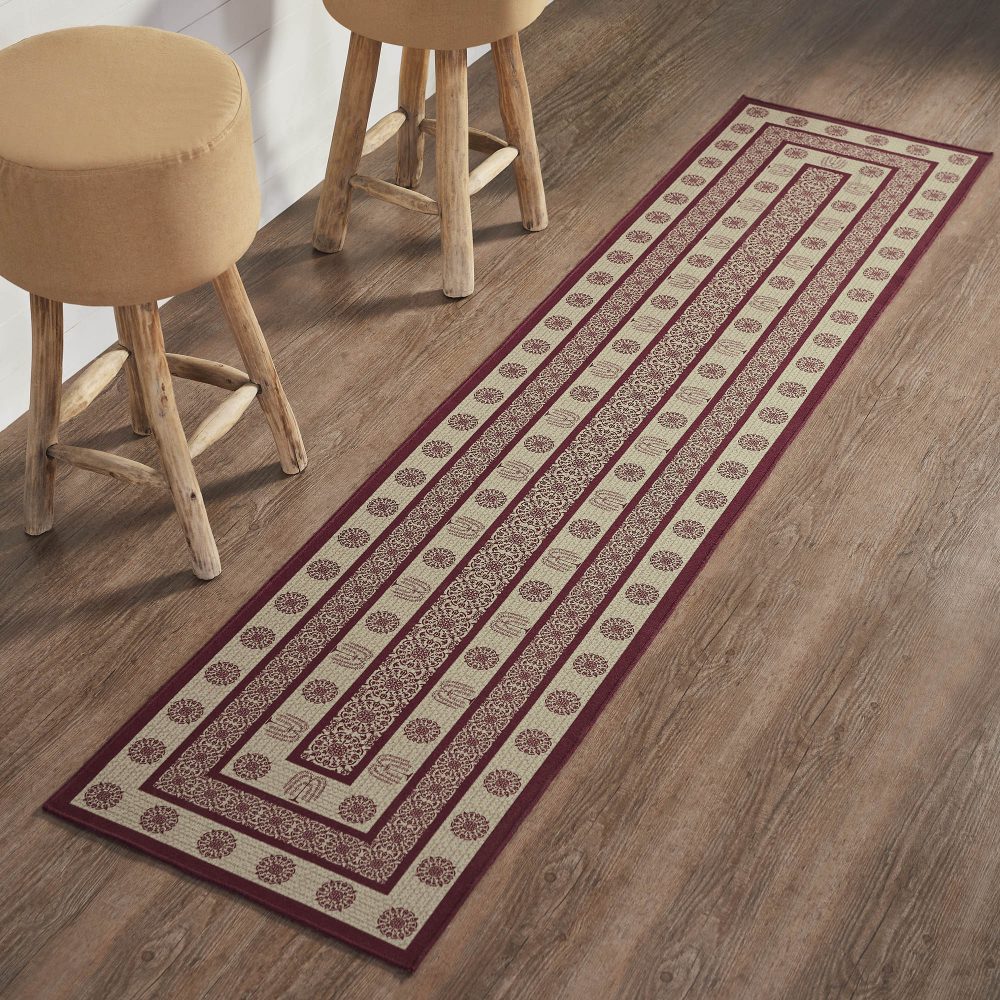 Custom House Burgundy Tan Jacquard Polyester Rug/Runner Rect 22x96