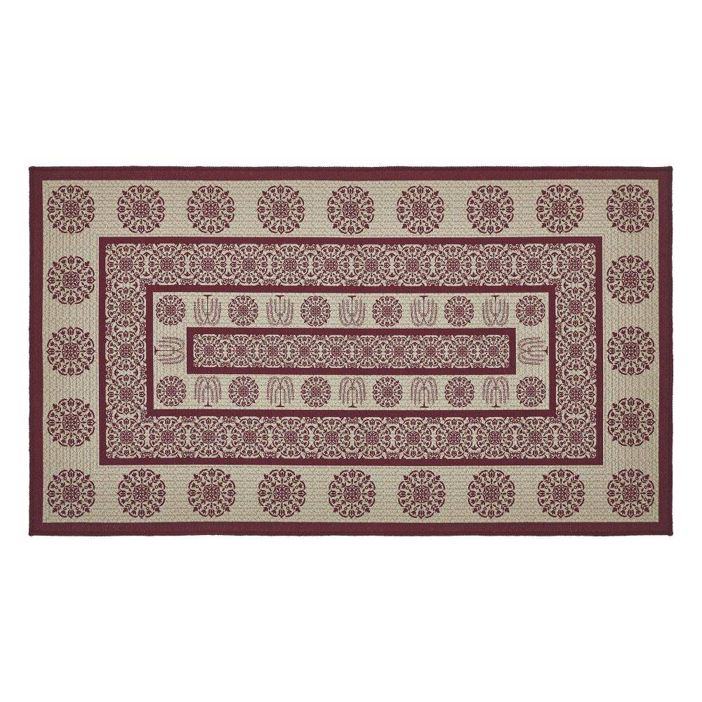 Custom House Burgundy Tan Jacquard Polyester Rug Rect 27x48