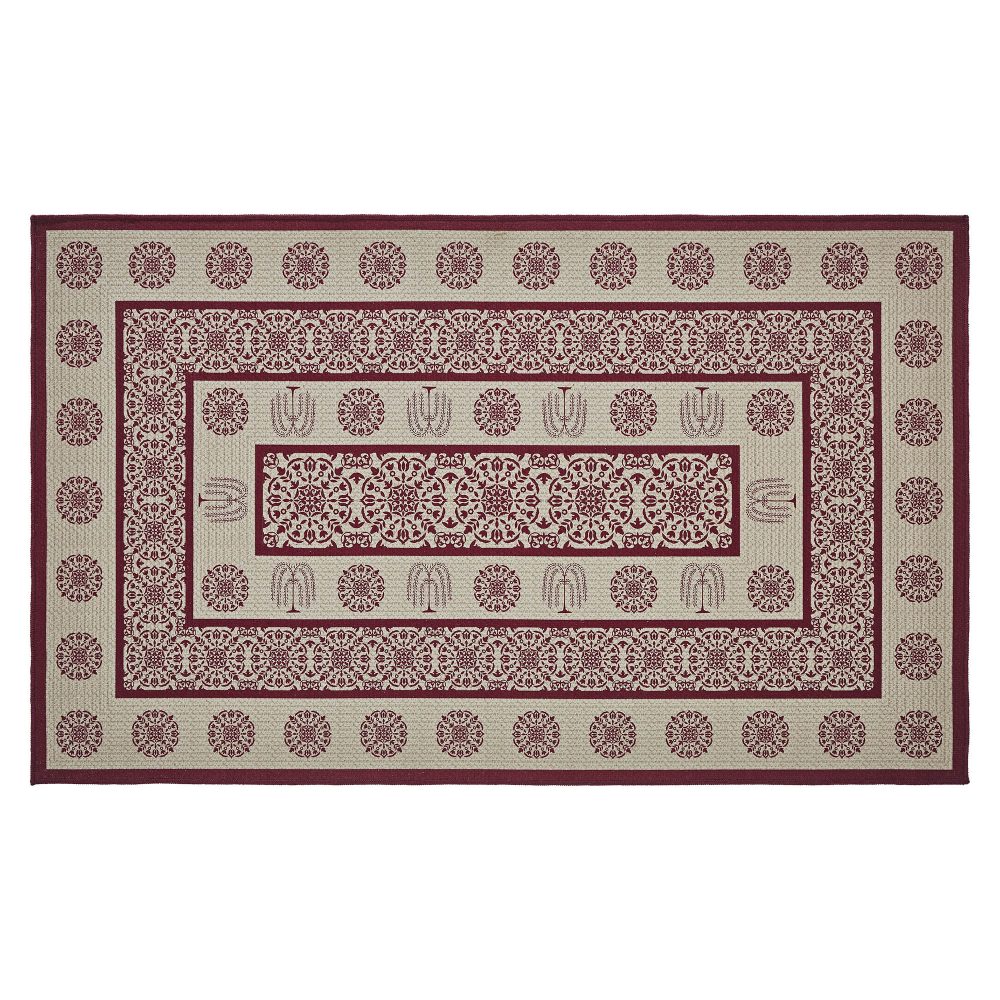 Custom House Burgundy Tan Jacquard Polyester Rug Rect 36x60