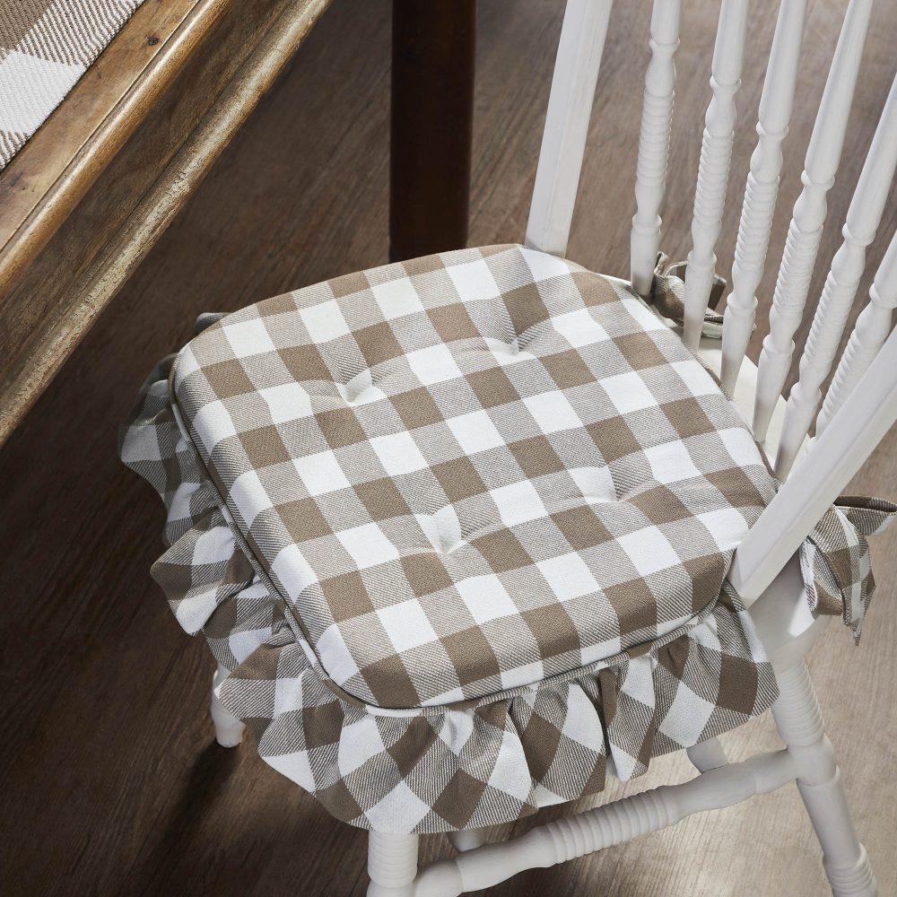 Annie Buffalo Check Portabella Ruffled Chair Pad 16.5x18