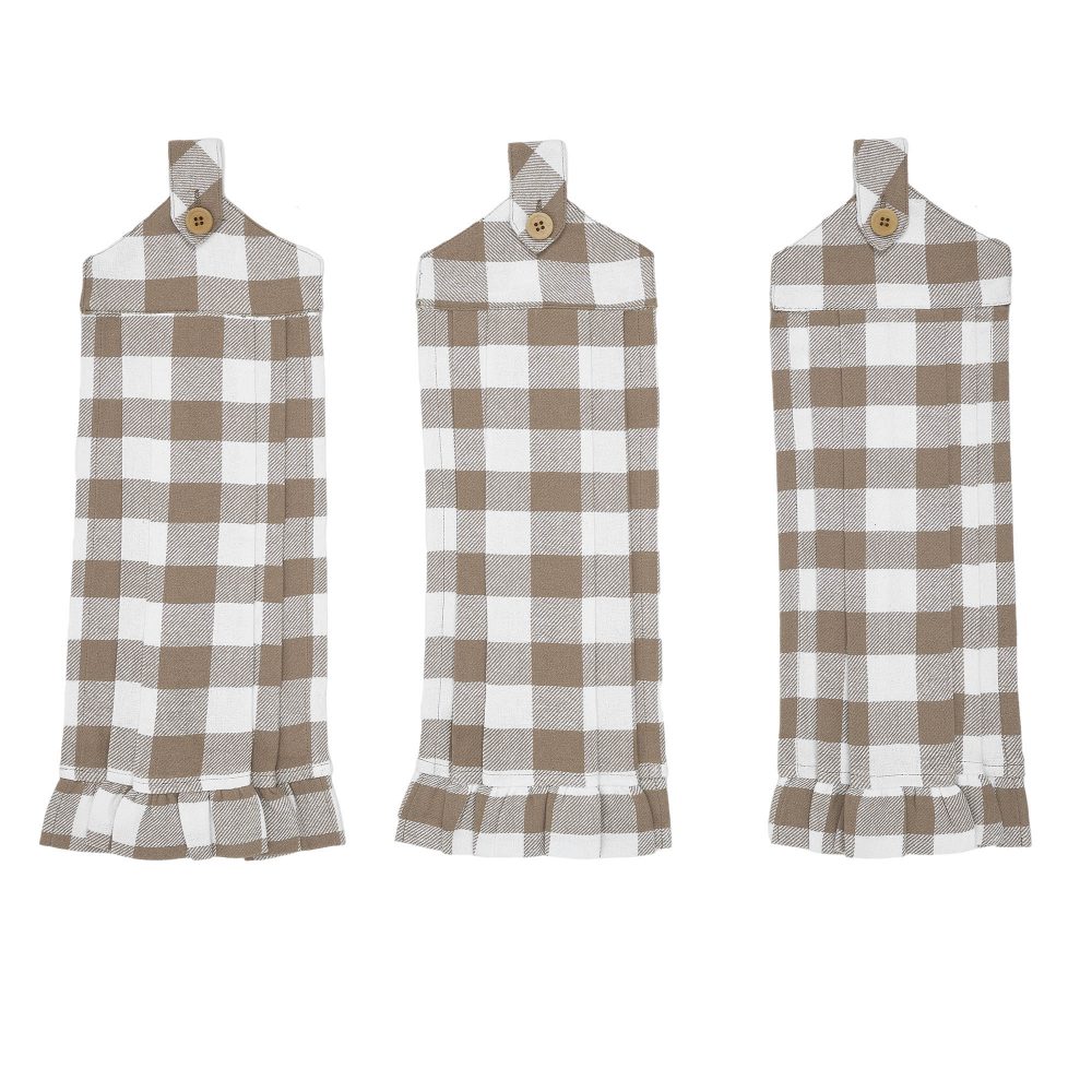 Annie Buffalo Check Portabella Button Loop Tea Towel Set of 3