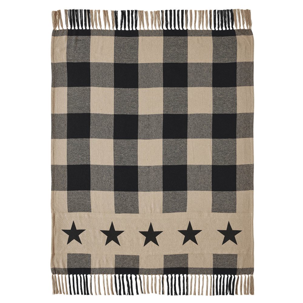 Black Check Star Woven Throw 50x60